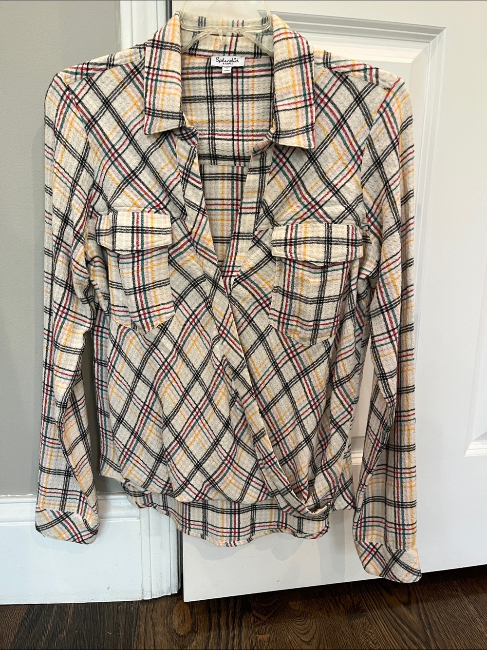 Splendid Cream Plaid Button-Front Shirt with Yellow & Black Accents
